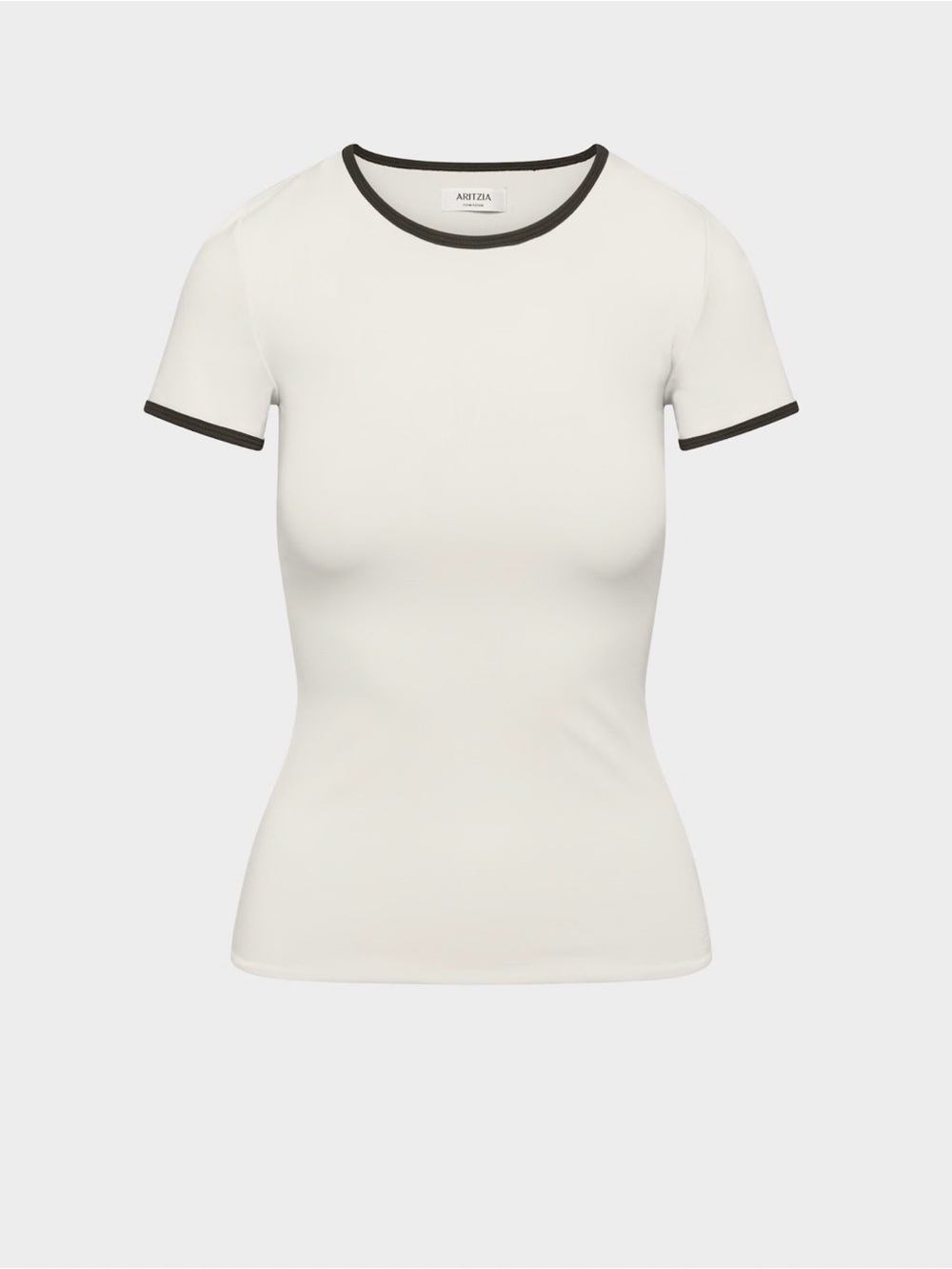 Aritzia OriginalContour Creation Tee – Matte pearl/Black Trim | Size S